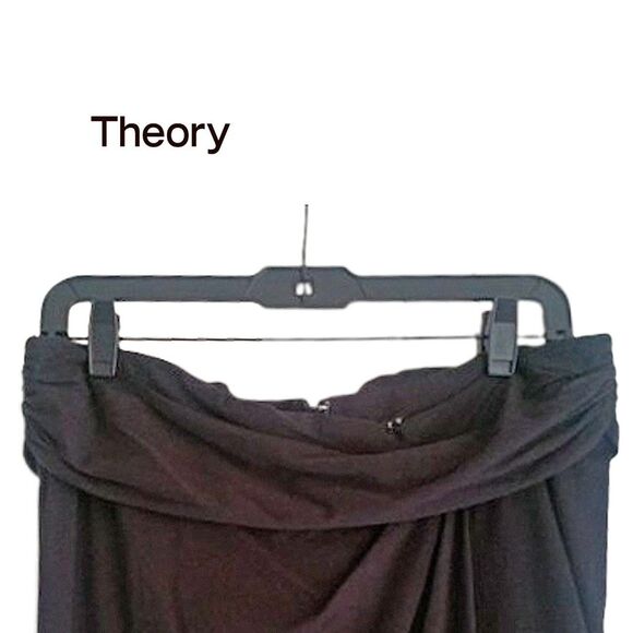 Theory NEW Minimalist RHINA Faux Wrap Drape Ruche Waist Knee Skirt M - Picture 4 of 11
